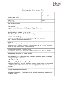 Ex Good Lesson Plan