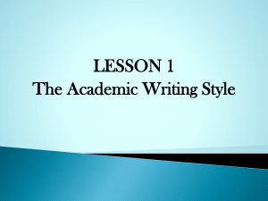 THE ACADEMIC WRITING STYLE