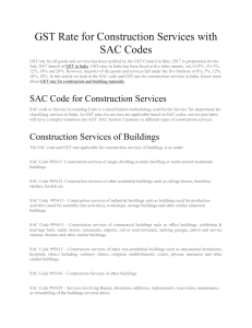 GST Rate for Construction Services with SAC Codes