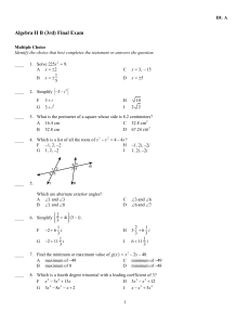 Algebra II B (3rd) Final Exam[1099]
