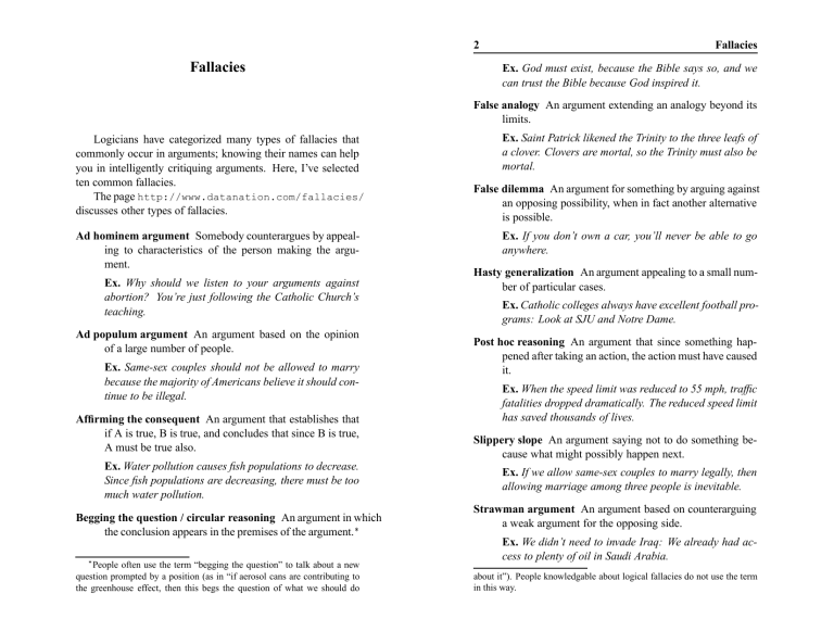 Logical Fallacies Practice