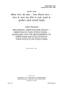 Mechanical Vibration of Fixed Structures: Indian Standard