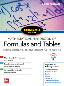Schaumâ  s Outline Mathematical Handbook Of Formulas And Tables