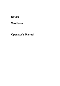 Mindray SV-600 Ventilator - User manual