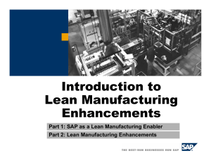 Introduction to Lean Manufacturing Enhancements. Part 1  SAP as a Lean Manufacturing Enabler Part 2  Lean Manufacturing Enhancements (1)