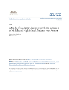 A Study of Teachers Challenges with the Inclusion of Middle and