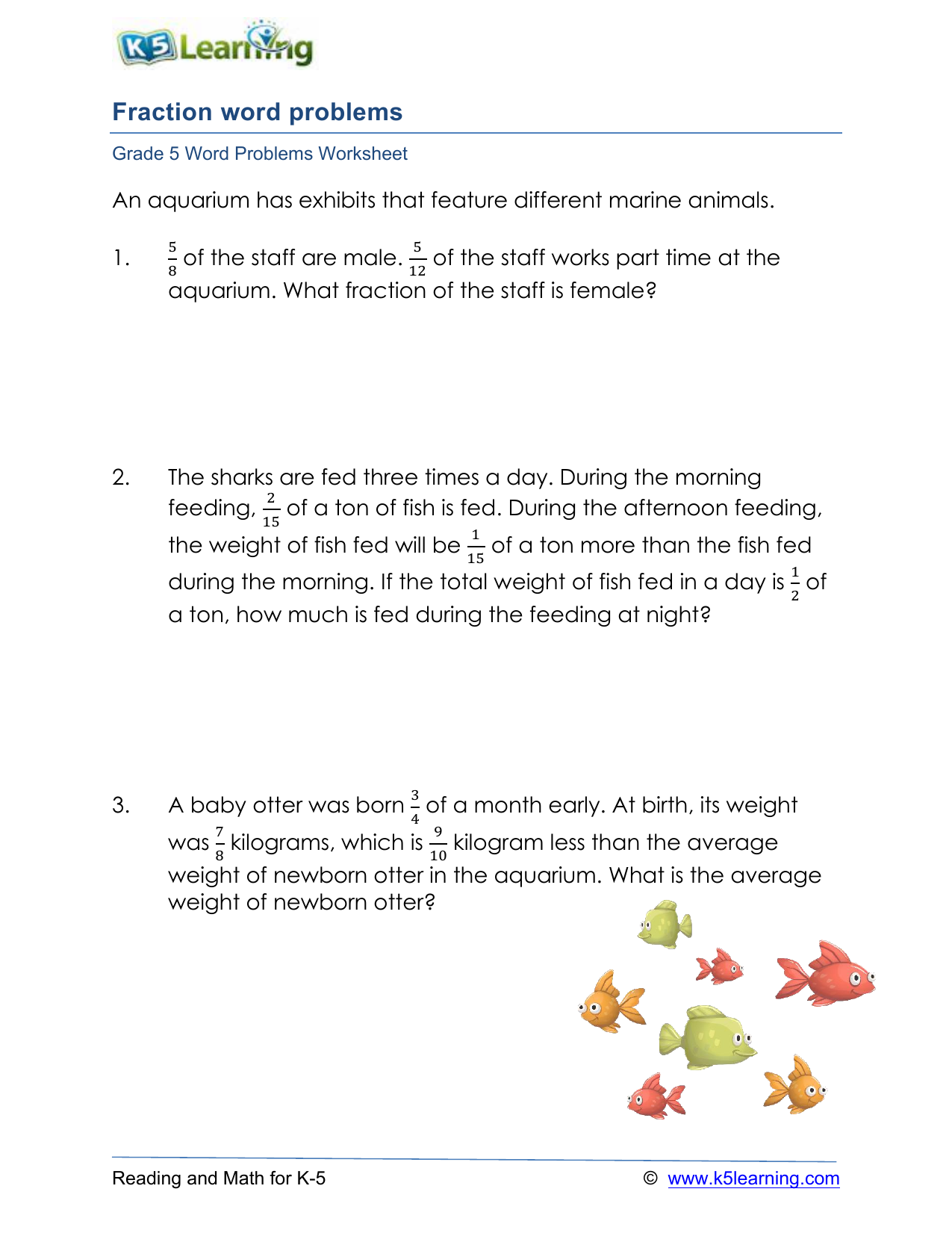 grade 5 word problems adding subtracting fractions a