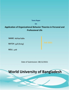 BUS 702 Term Paper by Riad 59b 4068 BBA - OB Applications