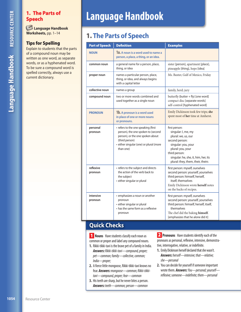 Language Handbook Grade 7