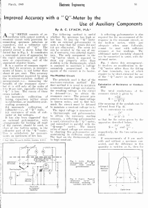 Improved Accuracy with a %22 Q%22 -Meter by the Use of Auxiliary Components (1949) - A. C. Lynch