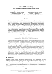 Automated Fact Checking - task formulation-method