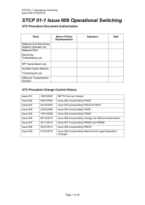 STCP 01-1 Issue 009 Operational Switching   1 April 2019