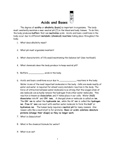 Acids, Bases, pH, and Water Worksheet