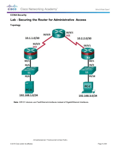 Lab - Security the Router for Administrative Acces
