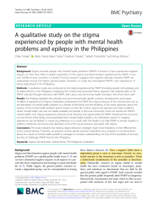 A qualitative study on the stigma experienced by people with mental health problems and epilepsy in the Philippines