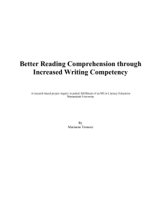 Tomasic, Marianne Better Reading Comprehension through in creased writing competency Lit Review