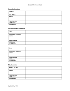 Contact information Sheet