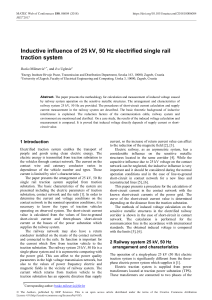 Inductive influence of 25 kV, 50 Hz electrified single rail traction system
