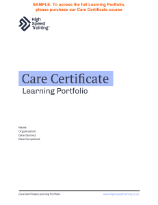SAMPLE - Care Certificate Learning Portfolio