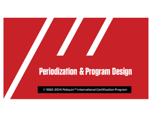 Foundations of Periodization and Program Design Course Notes