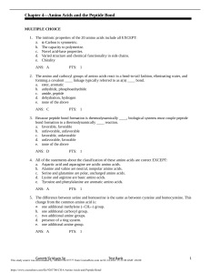 CH 4 Amino Acids and Peptide Bond