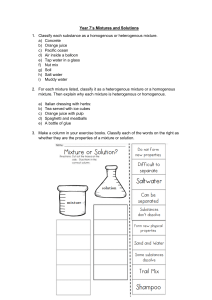 Year 7 Mixtures and Solutions