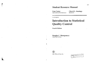 Douglas C. Montgomery Introduction to Statistical Quality Control, Student Resource Manual - 4th Edition