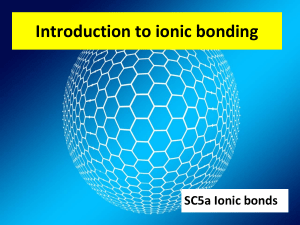 Bonding lesson 1  Intro to ionic bonding