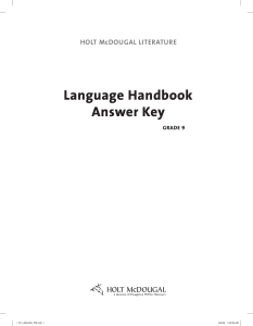 Language Handbook Answer Key