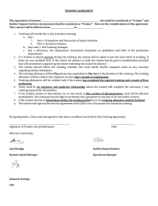 Training Agreement for 3-day training