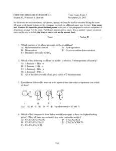 Organic Chemistry II Exam - Alkene Reactions & Synthesis