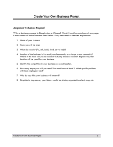 Assignment 1 Business Proposal