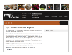 Program Style Guide.Vocal Recital
