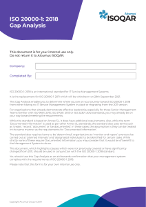 Alcumus ISOQAR ISO 20000-1 Gap Analysis