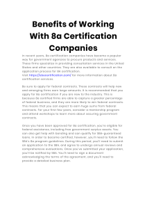 Benefits of Working With 8a Certification Companies