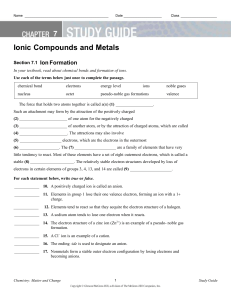 Study Guide Ionic Compounds and Metals Student Editable (1)