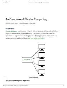 An Overview of Cluster Computing - GeeksforGeeks