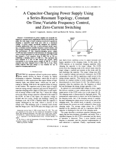 A capacitor-charging power supply using a series-resonant topology constant on-time variable frequency control and zero-current switching