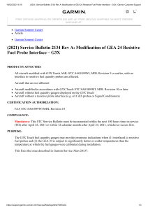 (2021) Service Bulletin 2134 Rev A  Modification of GEA 24 Resistive Fuel Probe Interface – G3X   Garmin Customer Support