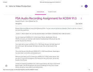 PSA Audio Recording Assignment for KOSW 91.3