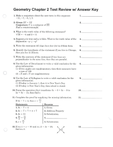 geometry chapter 2 test review with answer key