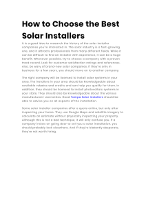 How to Choose the Best Solar Installers