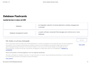 Kaarten  Database Flashcards   Quizlet