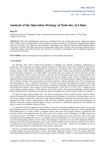 Analysis of the Operation Strategy of Tesla Inc. in China