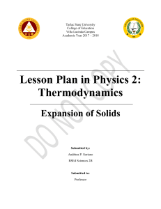Lesson Plan in Physics 2 (Thermal Expansion - Solids)