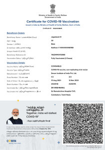 Vaccination Certificate - Jagadeesh
