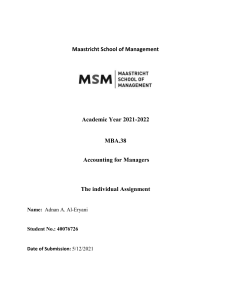 Accounting for Managers Final Individual assignment