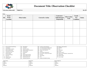 Observation Daily Checlist