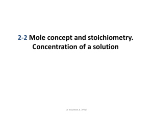 2-2-Mole concept, Stoichiometry and Concentration of a solution