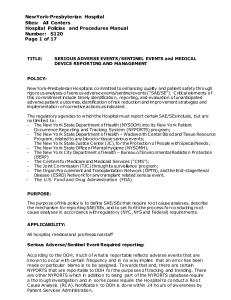 New York PResbyterian Hospital Reporting Requirements all hospitals vendor-policy-S120
